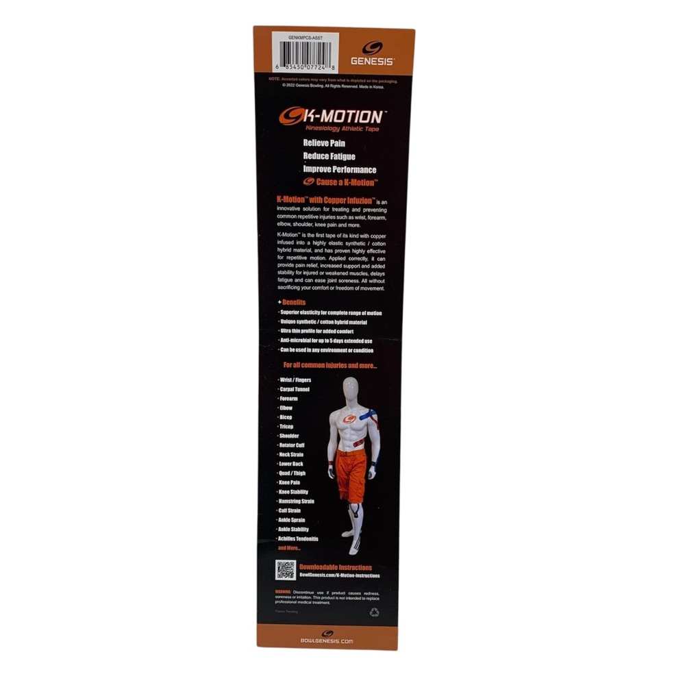 Genesis K-Motion Kinesiology Athletic Tape Sample Pack Cooper Infuzion NEW - Picture 2 of 4